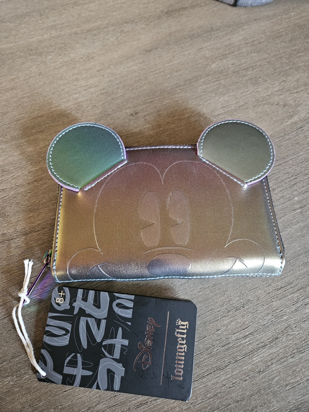 Disney Loungefly Mickey Mouse Oil Slick Iridescent Zip Around Wallet - NWT